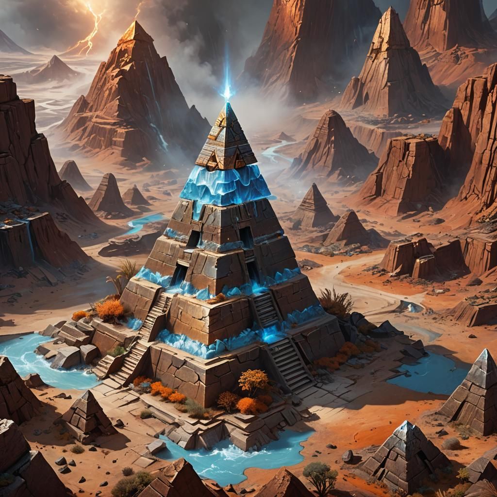 Elemental Pyramid Concept Art in Digital Painting Style