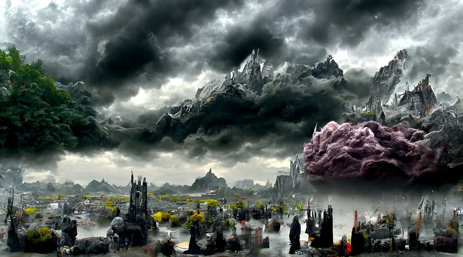 Fantasy Landscape with Storm in Digital Matte Painting