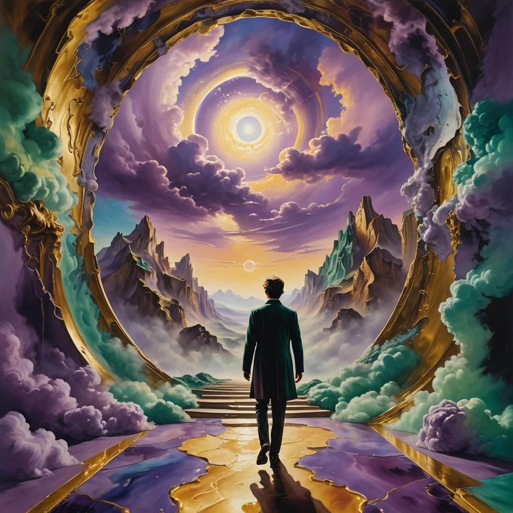 Surreal Portal Between Worlds in Triadic Colors