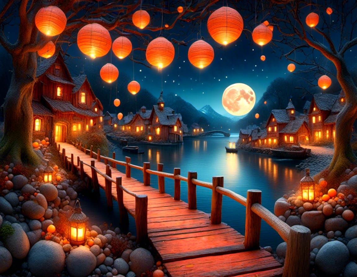 <lora:Nordic Gnomes:1.0> Old wooden bridge, cobblestone path...