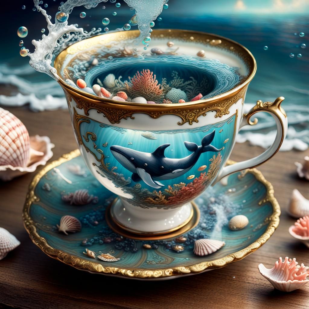 Coral Reef Kingdom in Antique Teacup