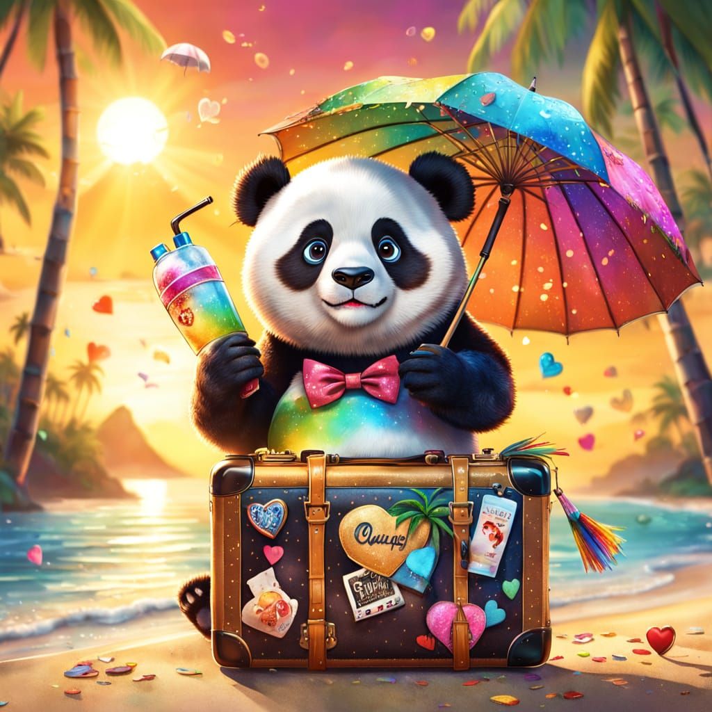 Playful Panda Bids Farewell to Singleness in Vibrant Tropica...