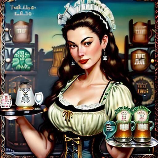 Barmaid Serving Pirates in 18th Century Tavern