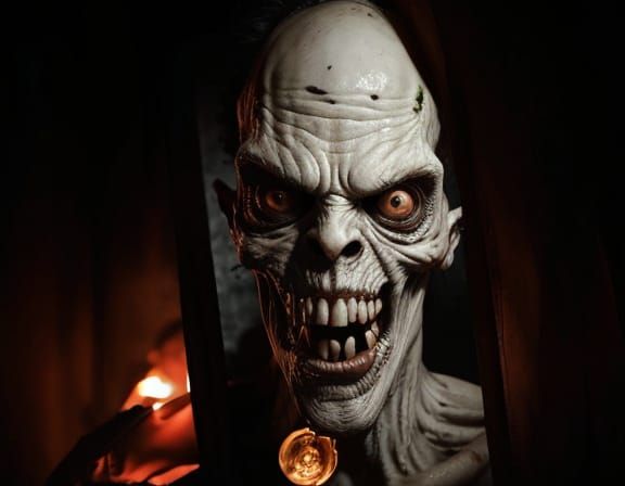 Grotesque Horror Portrait in Hyperrealistic Style