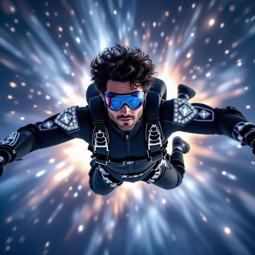 Diamond Skydiver in Cosmic Nebula Digital Art