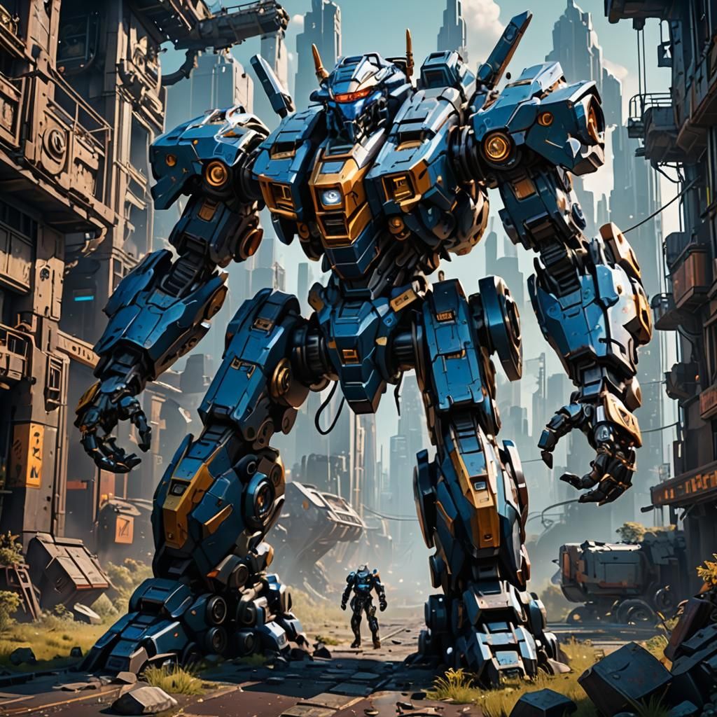 Detailed Mecha Robot Matte Painting