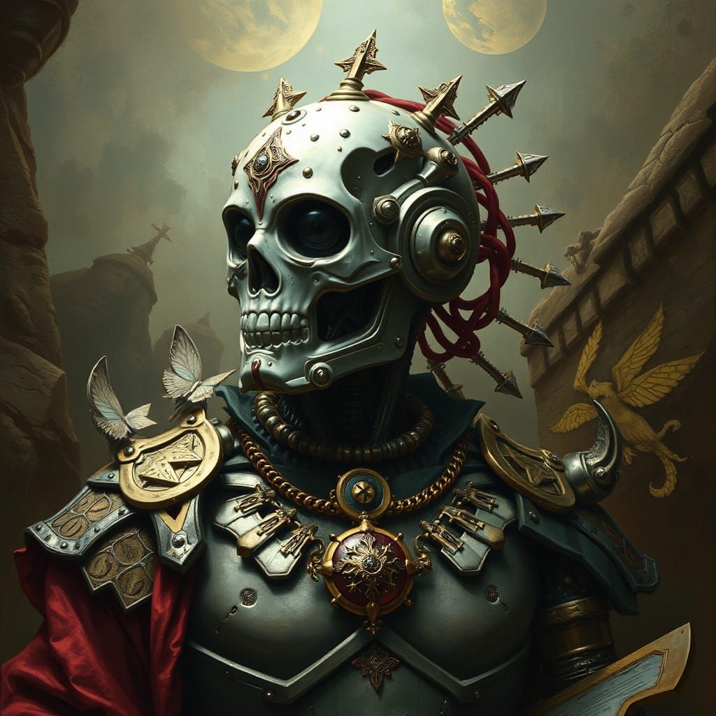 Renaissance Cyborg: Futuristic Armor Fusion