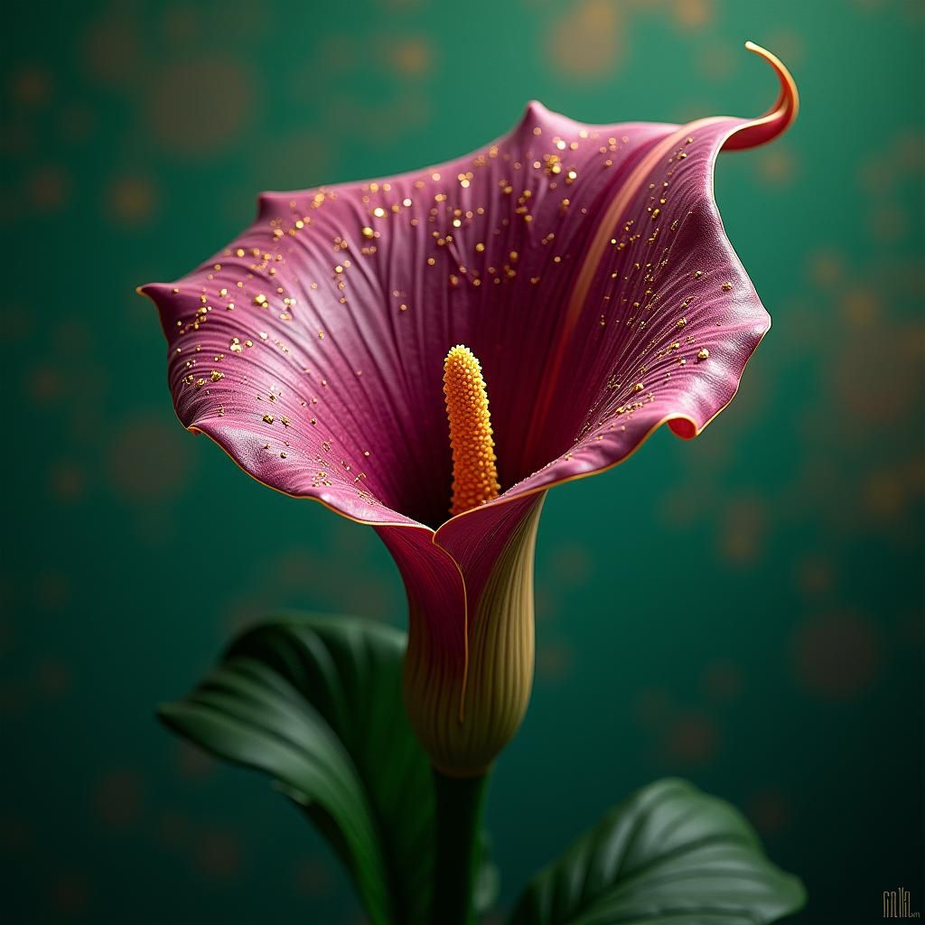 Art Deco Calla Lily in Emerald Setting