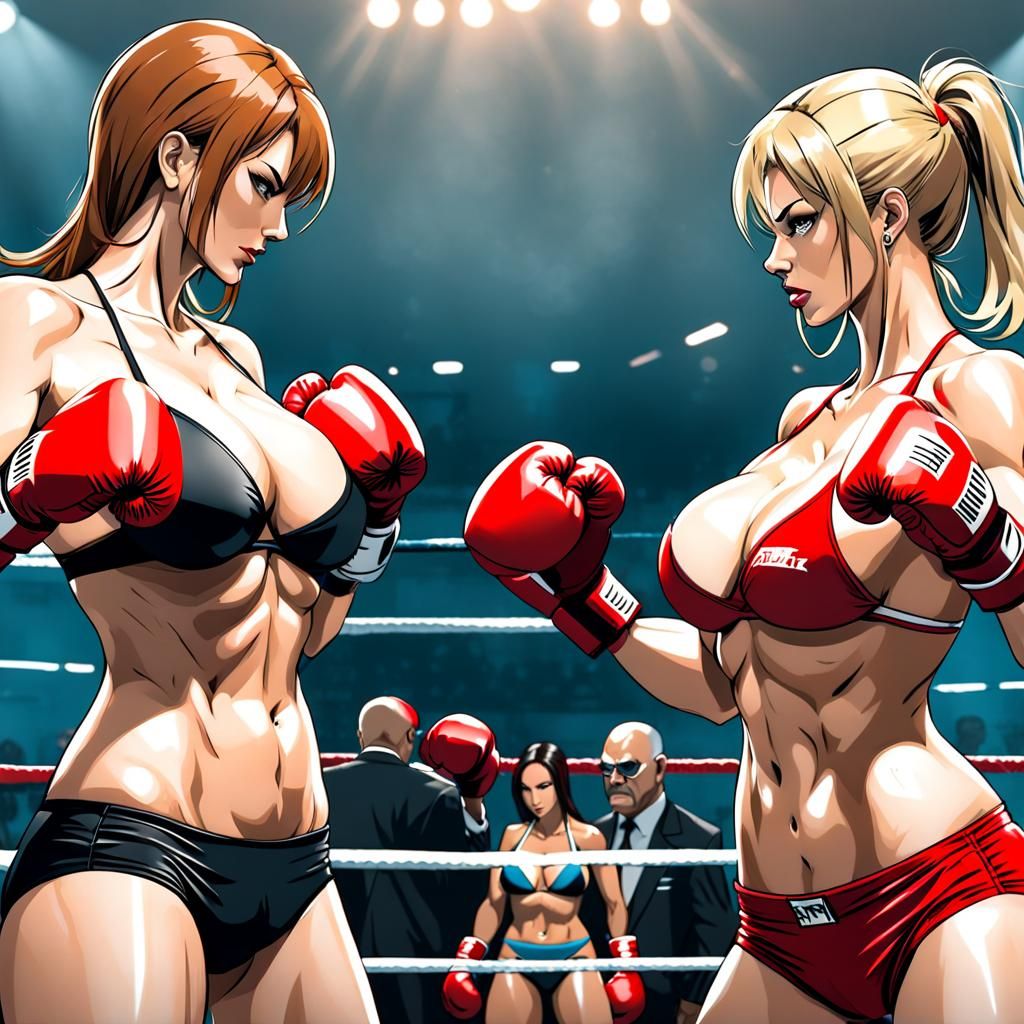 Bikini Boxing: Staredown of Two Beautiful Women