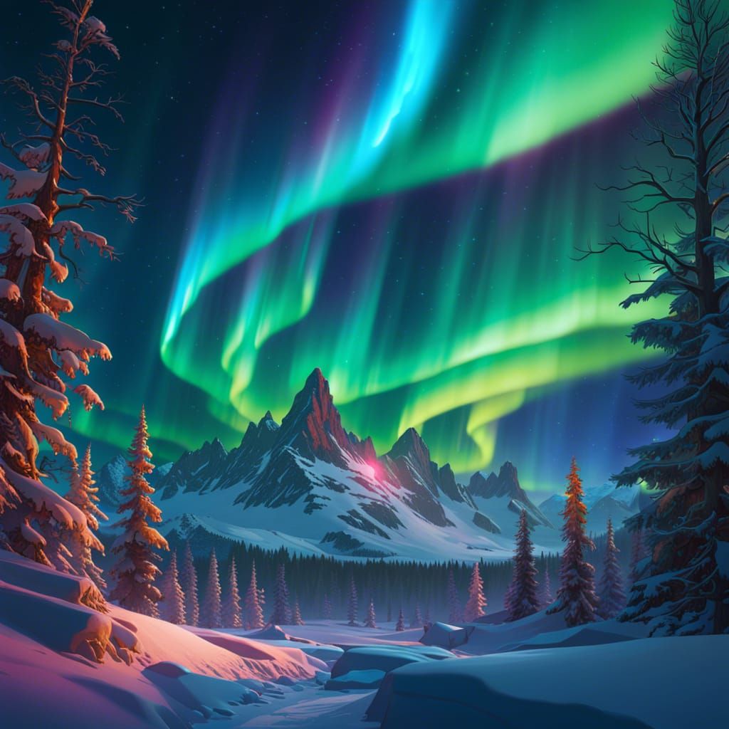Hyperdetailed Aurora Borealis Concept Art