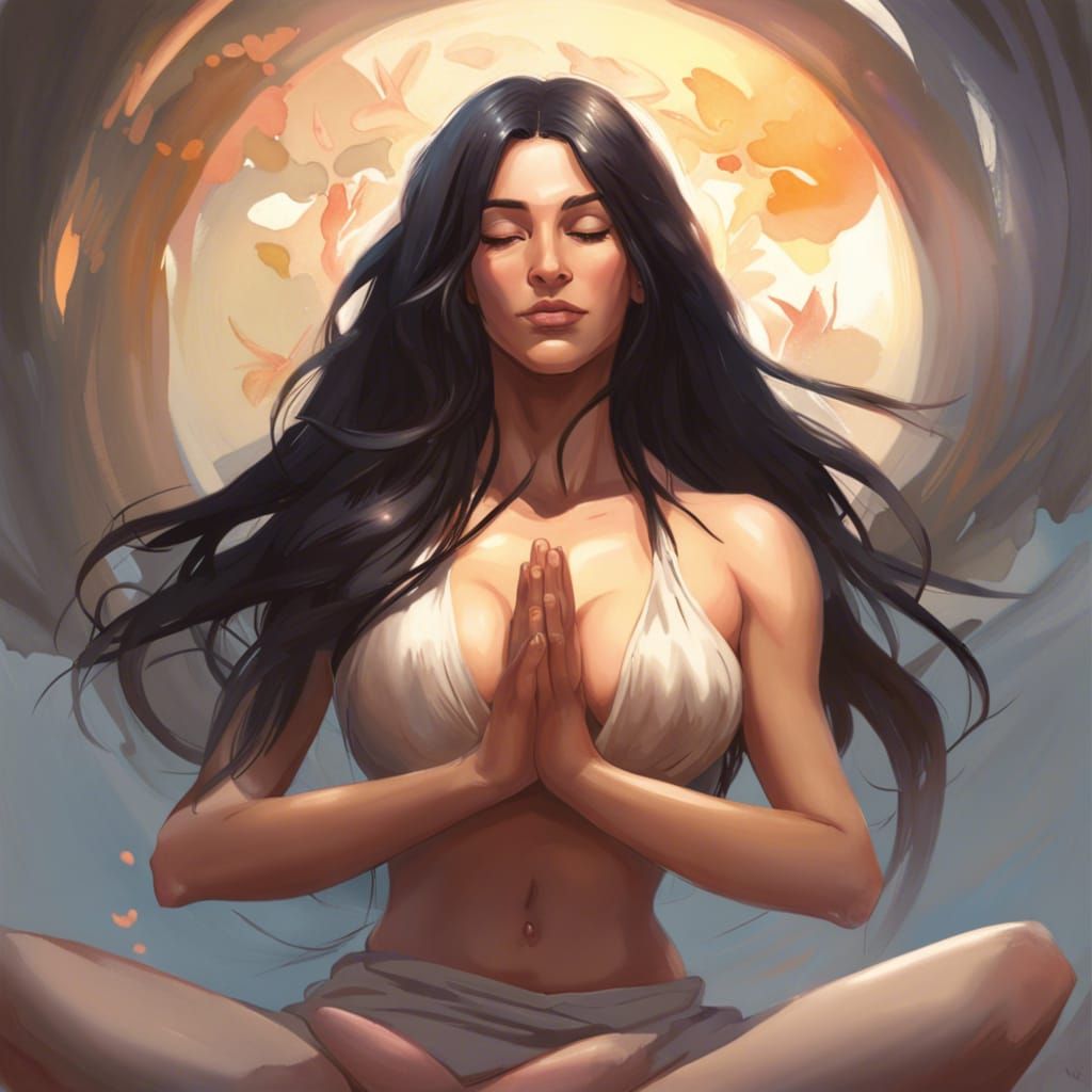 Naturist Yoga Portrait in Art Nouveau Style