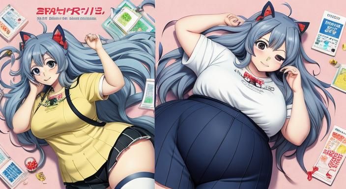 Plus-Size Anime Girl in Weight Gain Comic