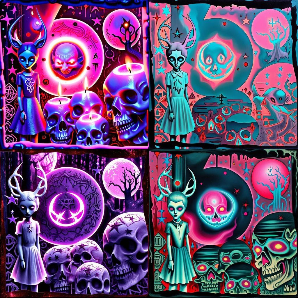 Surreal Goddesses in Pale Pink Occult Realm