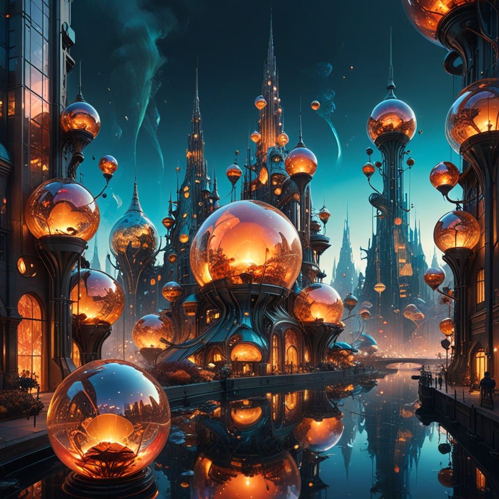 Retrofuturistic Metropolis in Vibrant Colors