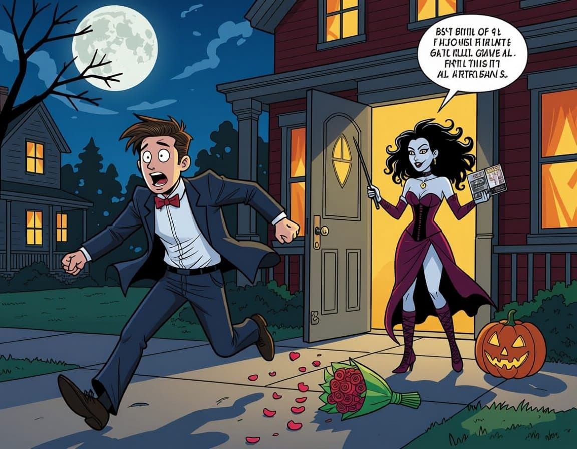 Halloween Comedy: Man Flees Girlfriend's Gothic Apartment