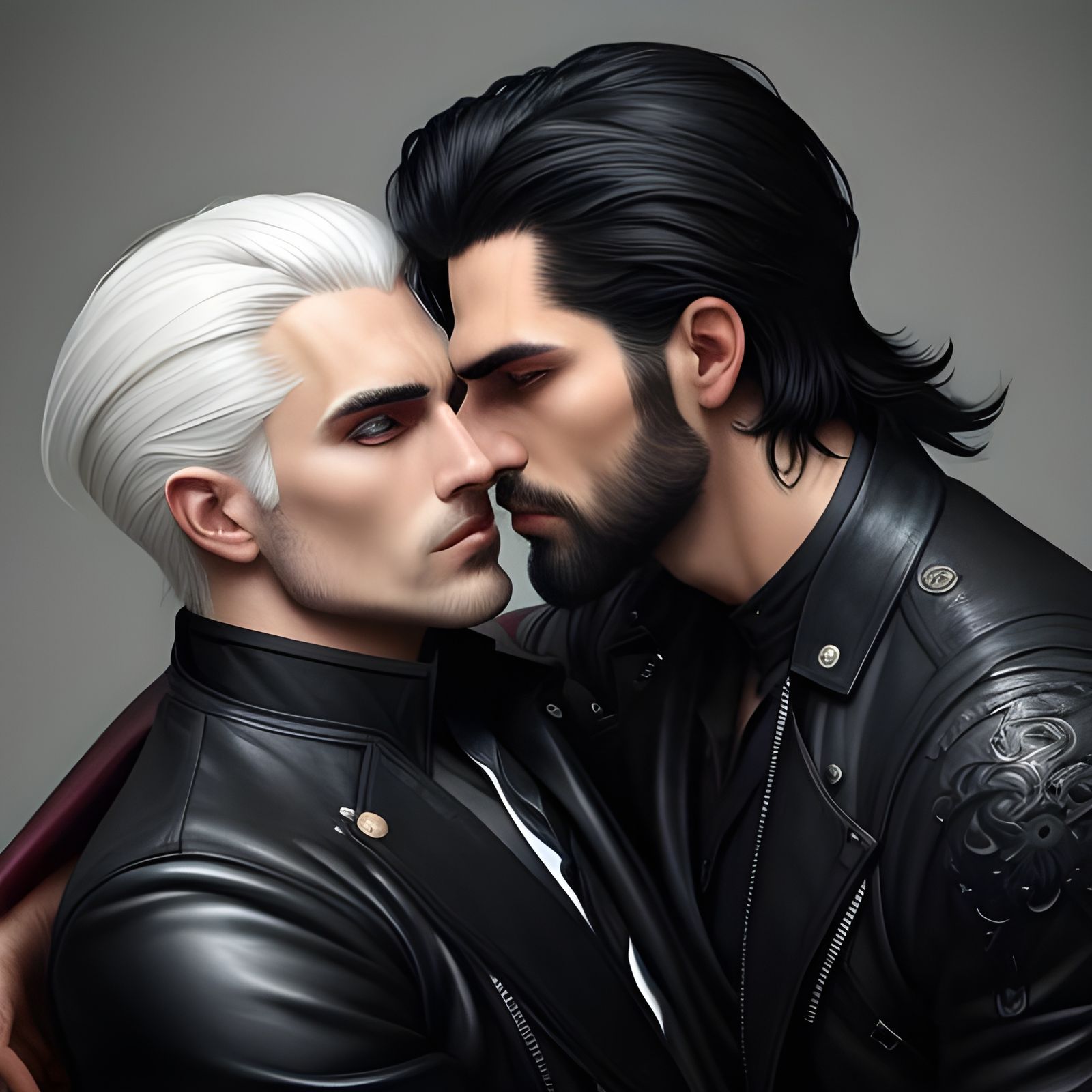 Vampire Love: A Gouache Painting of Two Young Men