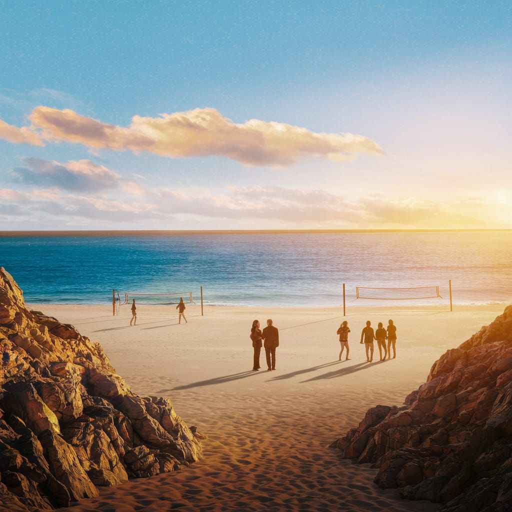 Tranquil Beach Scene at Sunset