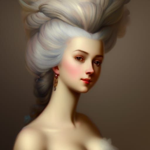 Marie Antoinette Portrait in Hyperdetailed Style