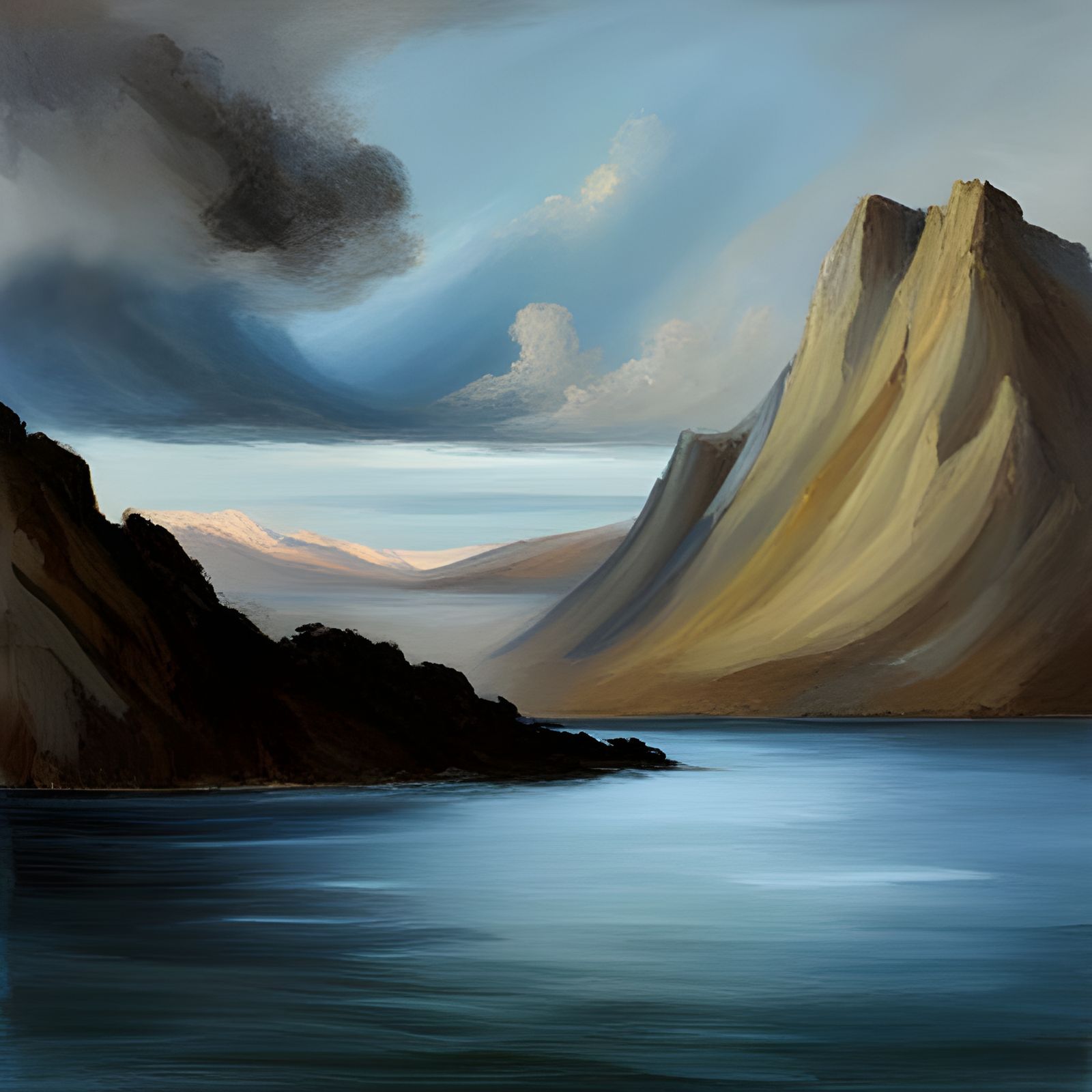 Volcanic Islands in Stormy Sea: Plein Air Painting