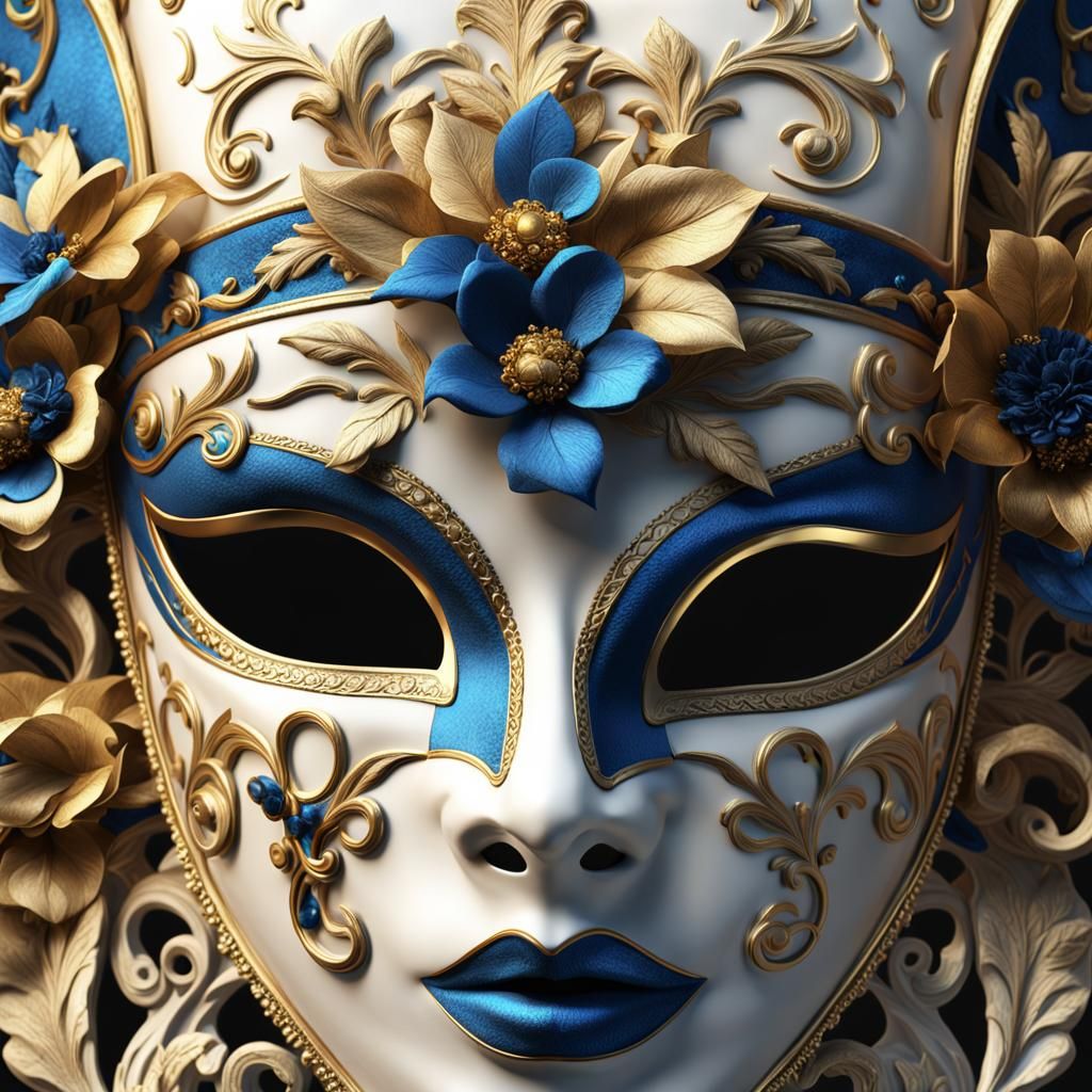 Elegant Venice Mask with Gold and Floral Details
