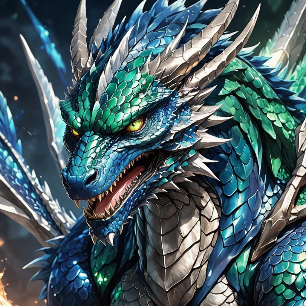 Cobalt Dragon Anime Illustration in Studio Trigger Style