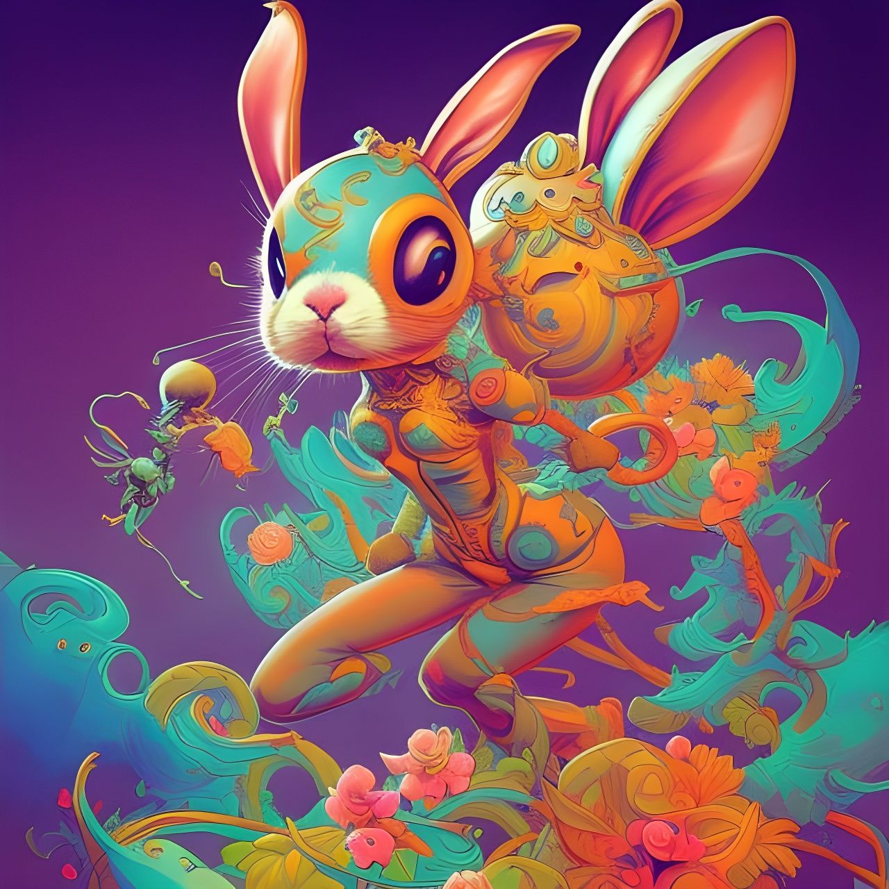 Striking Bunny Costume Portrait with Volumetric Lighting