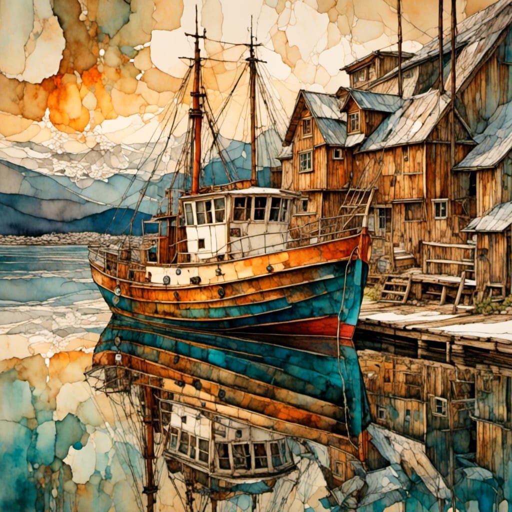 Charming Trawler in Quaint Seaside Village