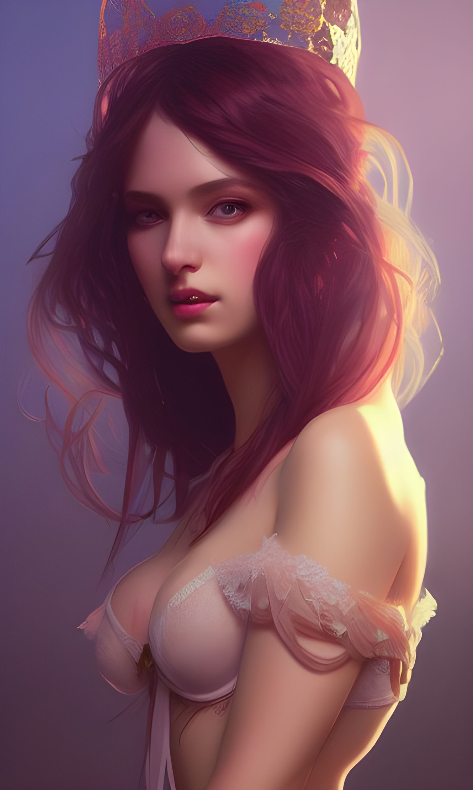 Fantasy Queen Portrait in Art Nouveau Style