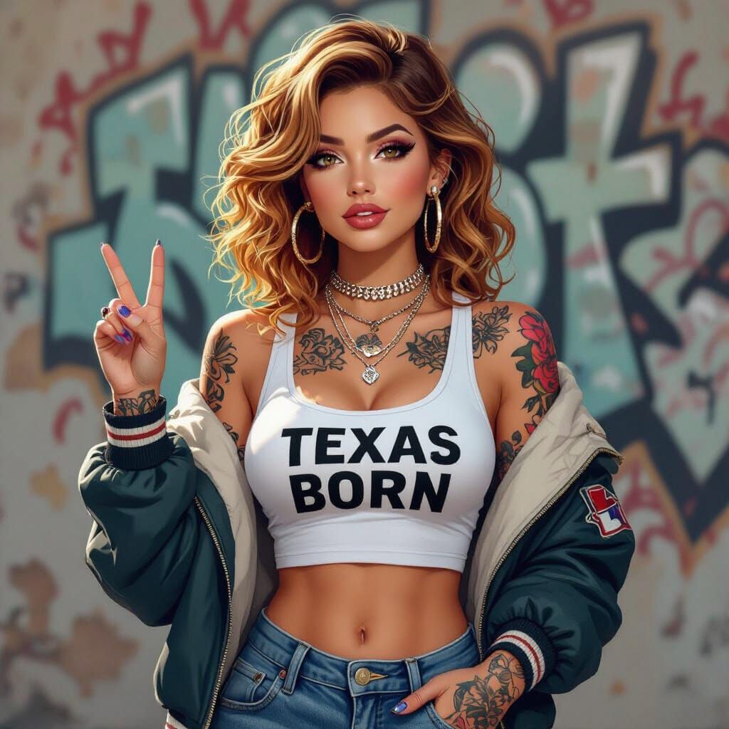 Glamorous Texan Woman in Stylized 3D Digital Art