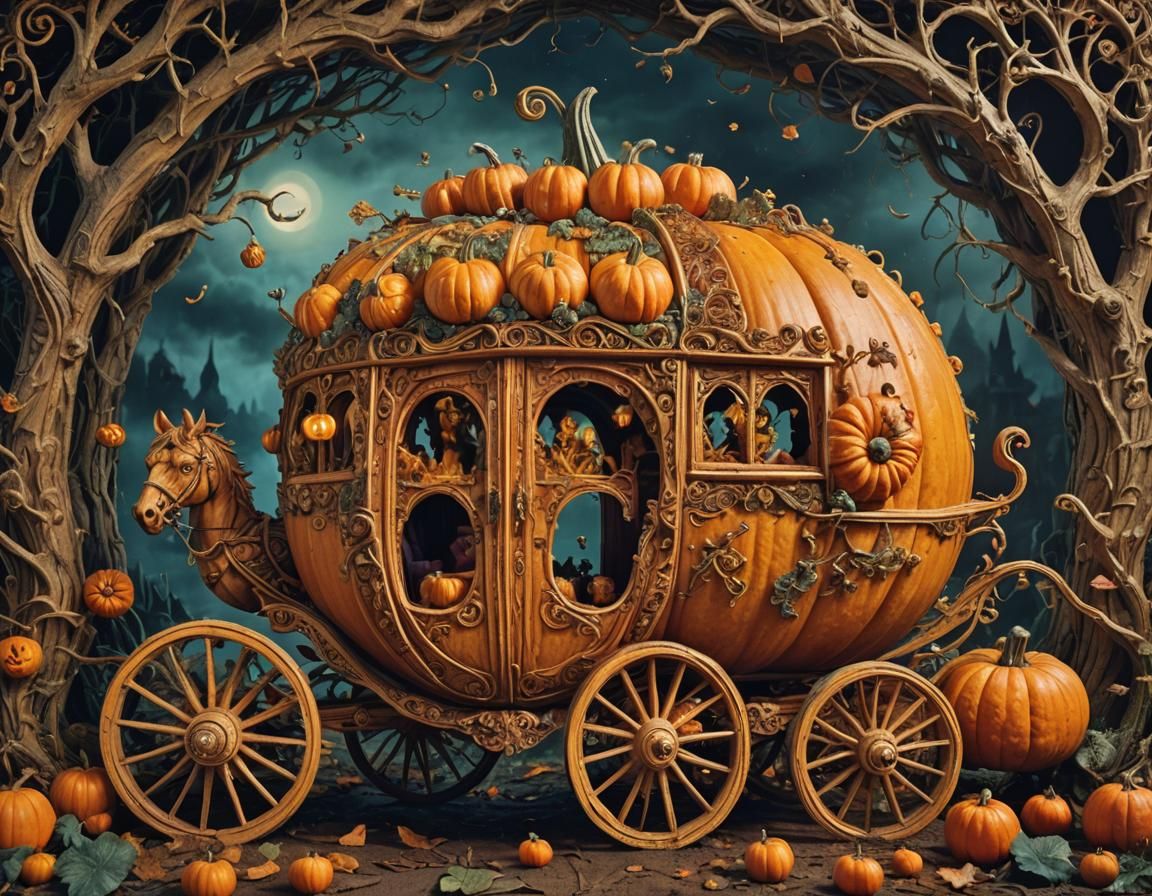 Pumpkin Carriage: Surreal Fairytale Concept Art
