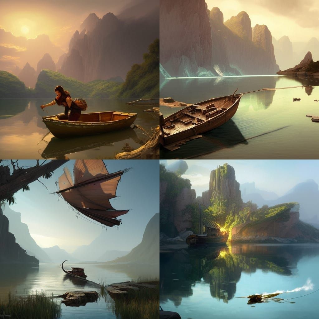 Lake Lachrymose: Dynamic Digital Art in Orange and Teal