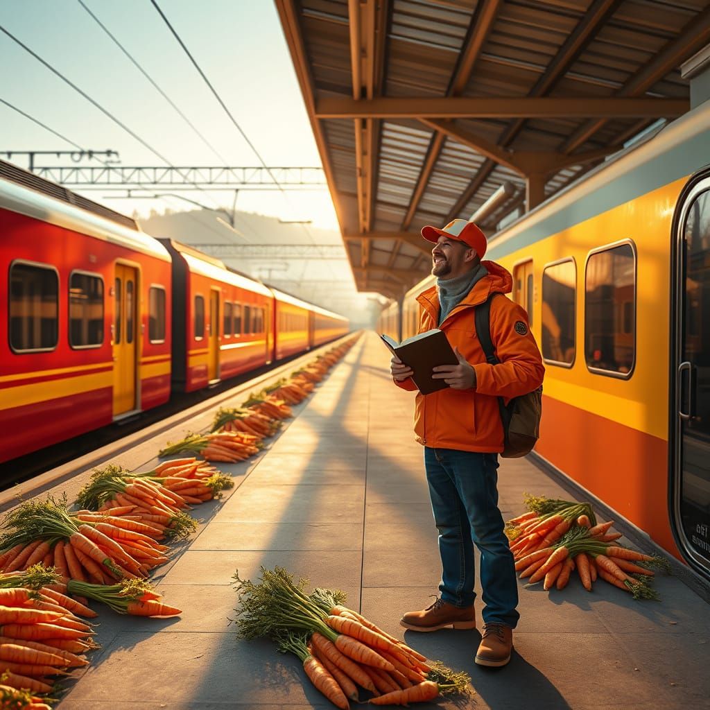 Estonian Train Station Whimsy in Hyperreal Style