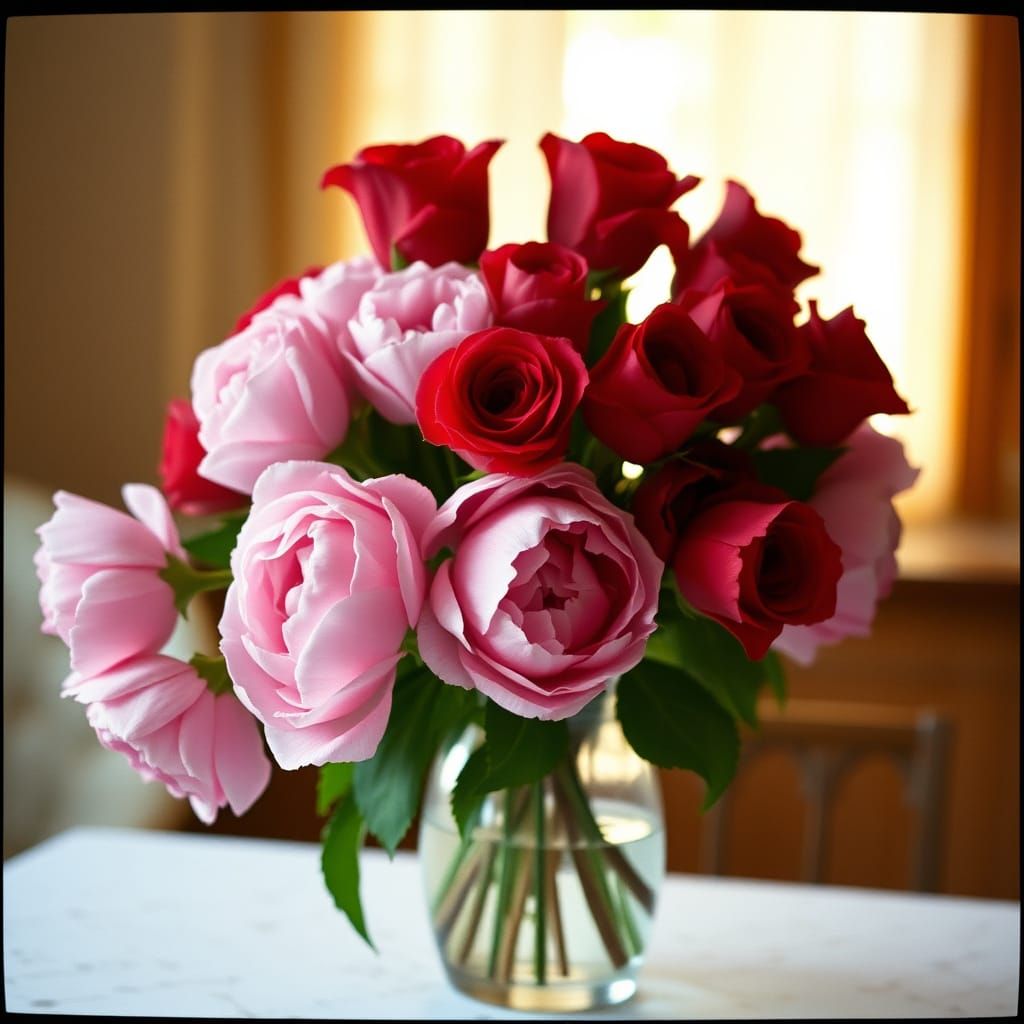 Roses and Peonies in Vintage Czech Summer Light