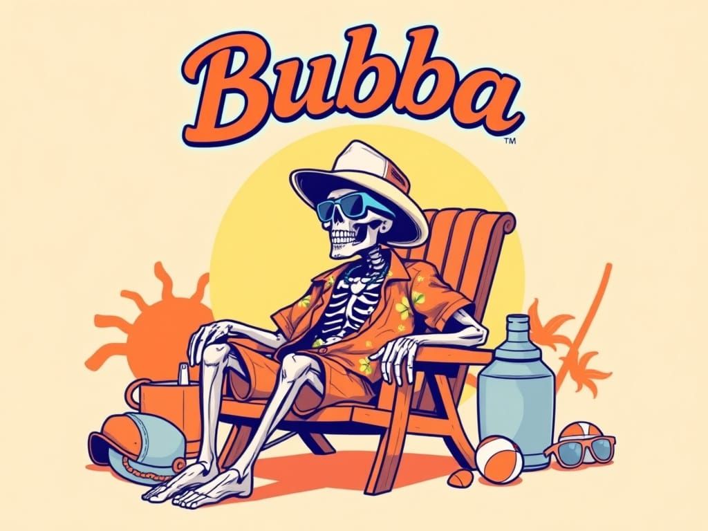 Skeleton Beach Character in Comic Book Style