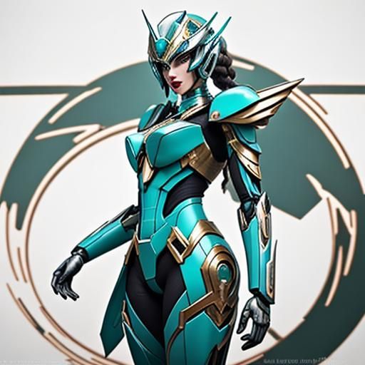 Futuristic Transformer Arcee with Gold Trim and White Hair