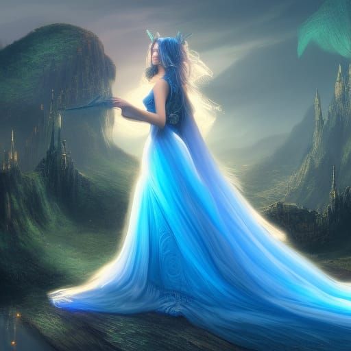 Girl in Blue Gown: Fantasy Concept Art