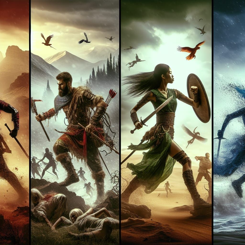 Diverse Warriors Displaying Strength in Difficult Times