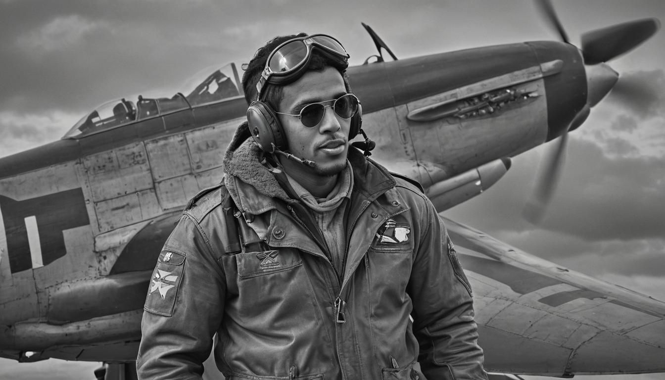 WWII Ace Pilot Lewis Hamilton and His P-51 Mustang