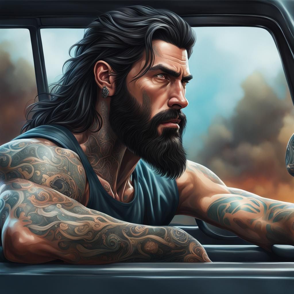 Hyperrealistic Truck Driver in Cinematic Style