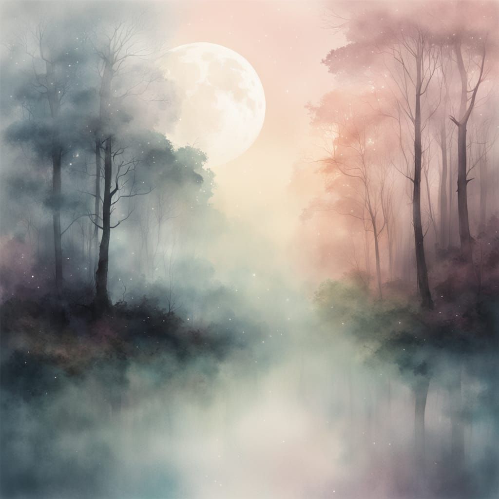 Moonlit Whimsy in Watercolour