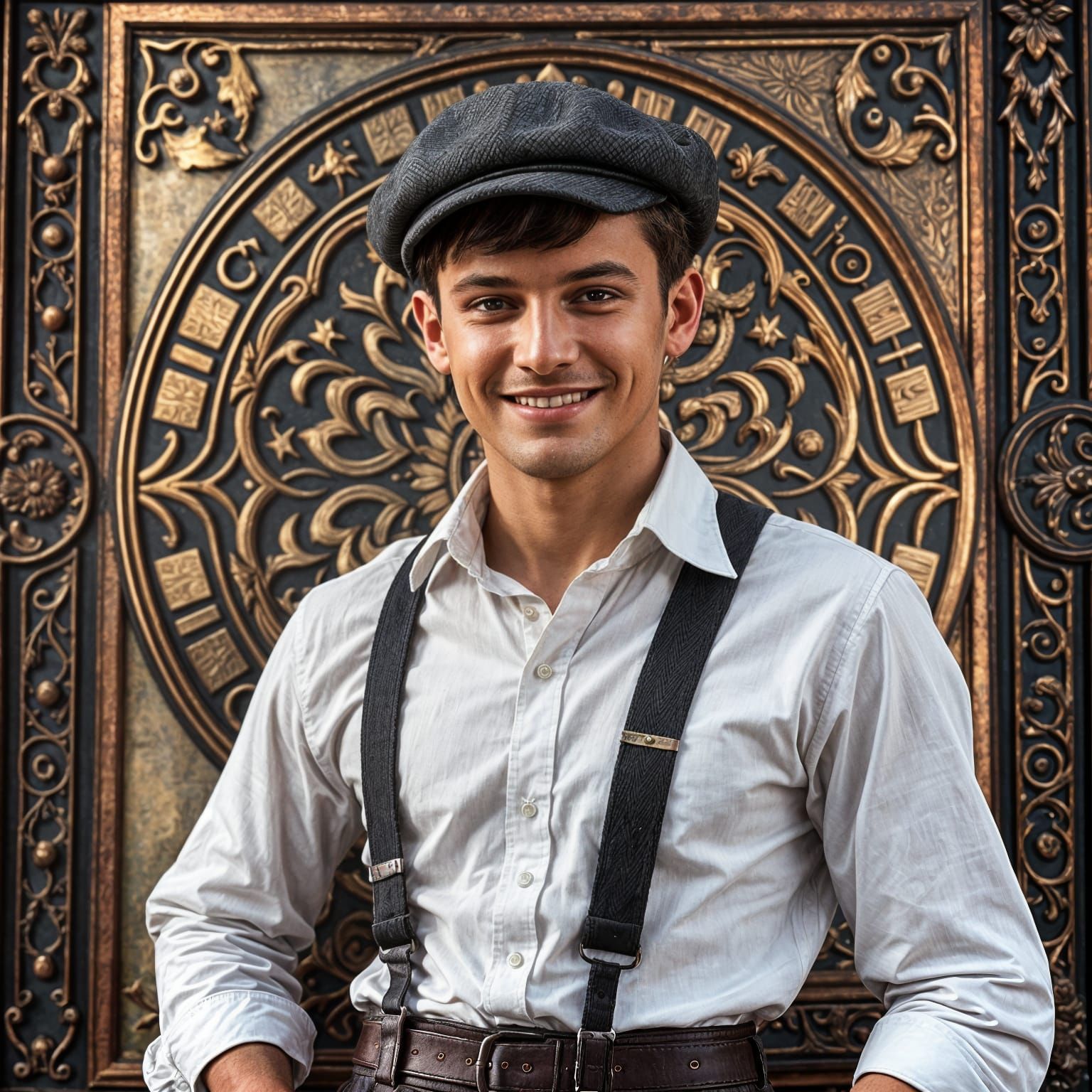 Dapper Gentleman Admires Art Deco Masterpiece