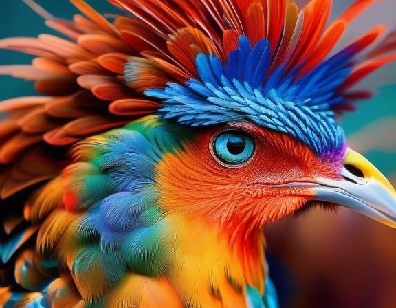Regal Rooster with Lavish Plumage in Digital Art