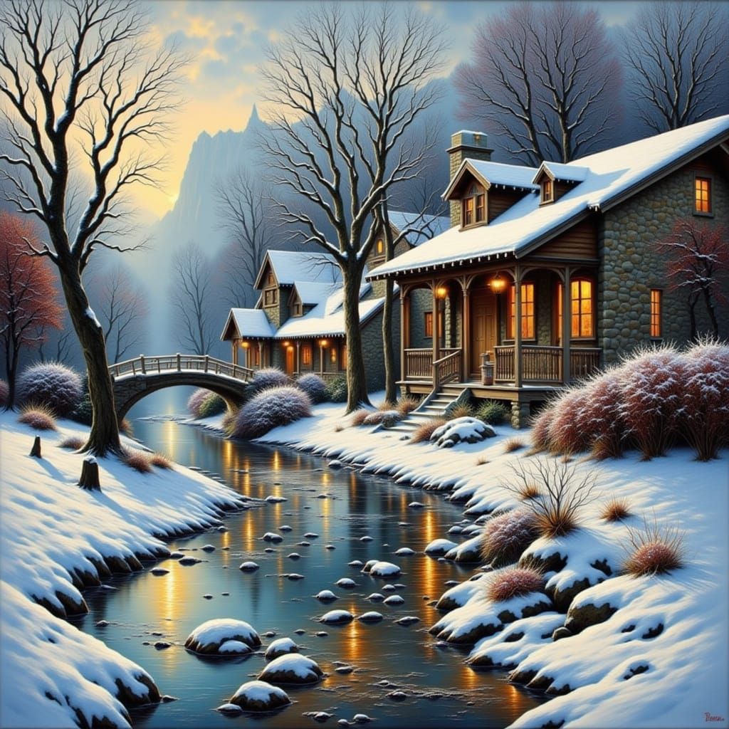 Winter Latina Warrioress in Snowy Landscape