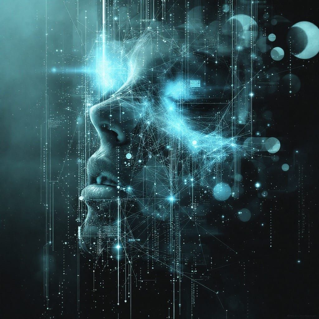 Futuristic Woman with Digital Skin