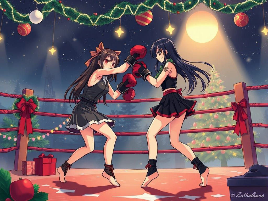Goth Women Boxers Clash on Christmas
