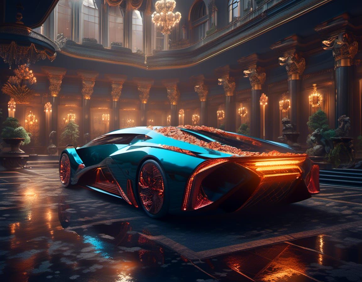 Rich Millionaire with Luxury Cars: Detailed Matte Painting