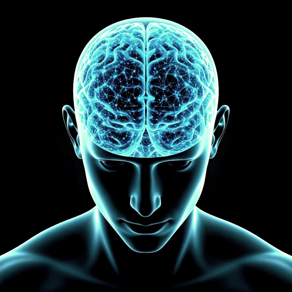 Surreal Blue Glass Sculpture with Interconnected Light Netwo...