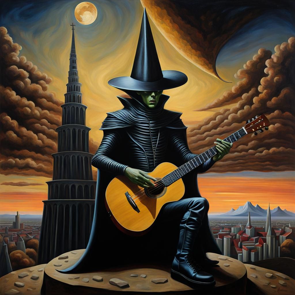 Alien Prince Plays Guitar in Surreal Style