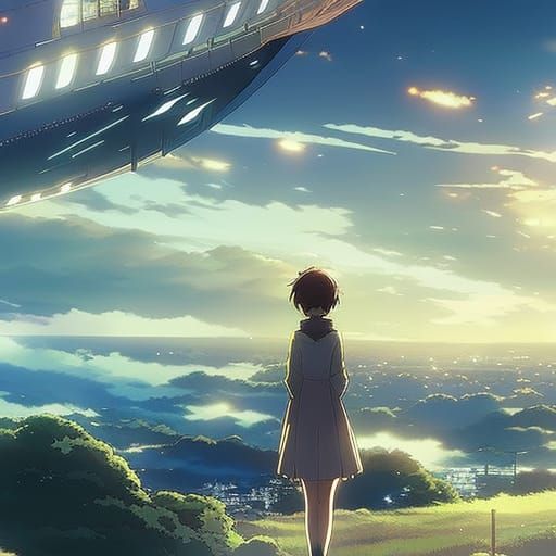 Galactic Anime Character in Studio Ghibli Style