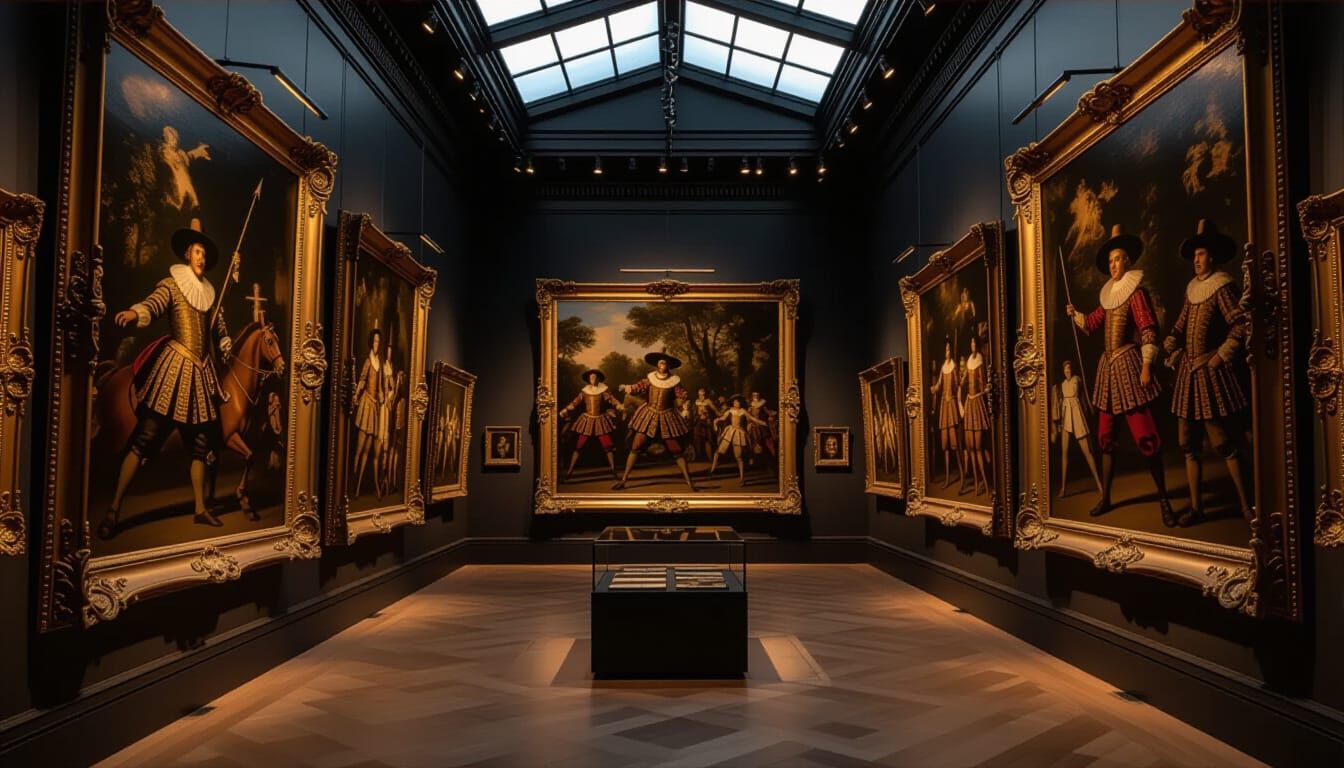 Old Masters Art Gallery with Hunting Scenes